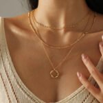 18K Gold Plated Stainless Steel — Three-Layer Layered Molten Ring Necklace