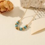 18K Gold Plated — Boho Turquoise Beaded Necklace (2)