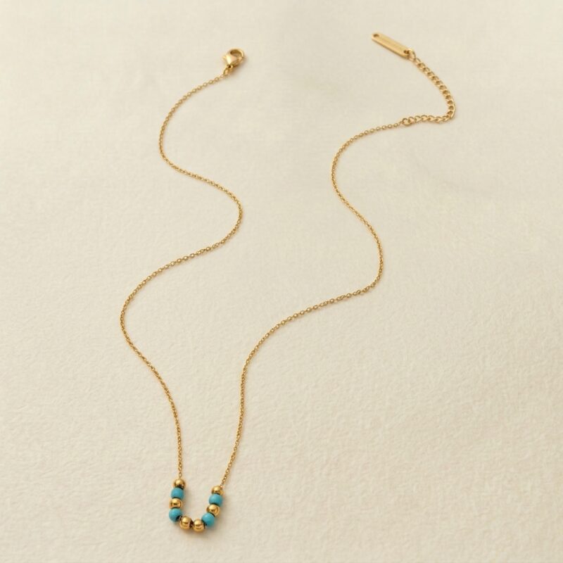 18K Gold Plated — Boho Turquoise Beaded Necklace (2)