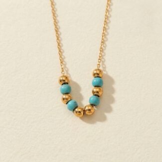 18K Gold Plated — Boho Turquoise Beaded Necklace