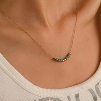 18K Gold Plated — Boho Turquoise Beaded Necklace