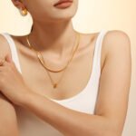 18K Gold Plated — Layered Herringbone Droplet Necklace