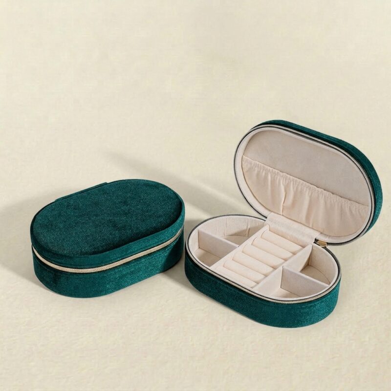 Velvet Jewelry Box — Compact Travel Storage Organizer