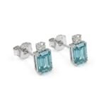 925 Sterling Silver Aquamarine Stud Earrings — Asscher Cut Ocean Sparkle