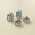 925 Sterling Silver Aquamarine Stud Earrings — Asscher Cut Ocean Sparkle