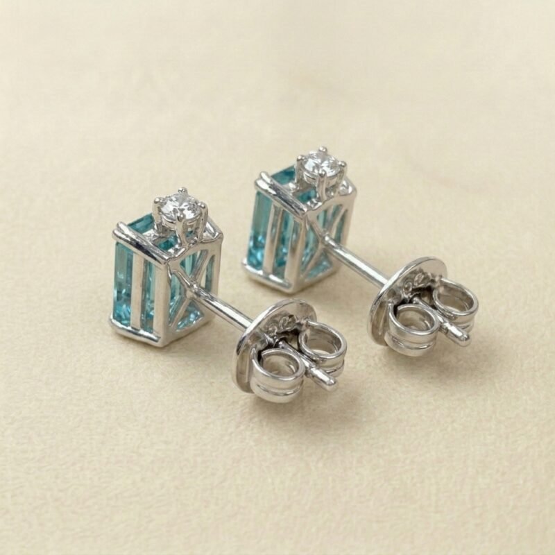 925 Sterling Silver Aquamarine Stud Earrings — Asscher Cut Ocean Sparkle