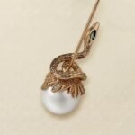 Alloy Brooch — Vintage Serpent & Blossom Statement Brooch