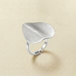 Gold Brushed Oval Statement Ring — Minimalist Sculptural Shield Band