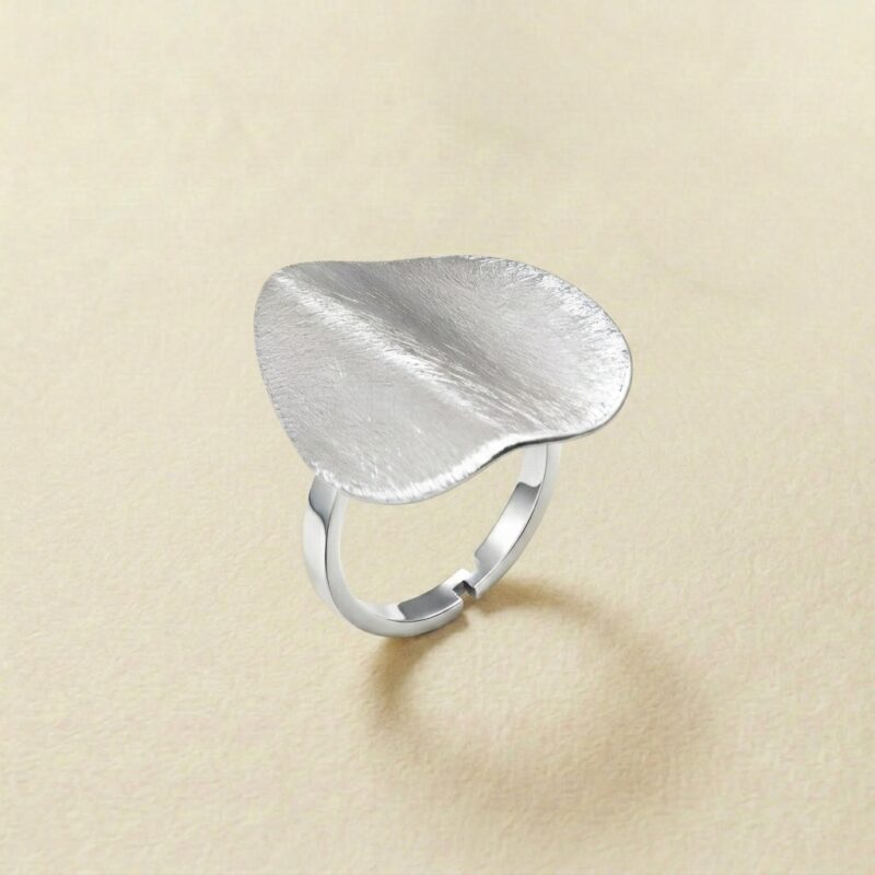 Gold Brushed Oval Statement Ring — Minimalist Sculptural Shield Band