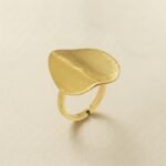 Gold Brushed Oval Statement Ring — Minimalist Sculptural Shield Band