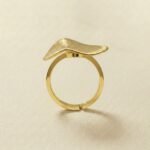 Gold Brushed Oval Statement Ring — Minimalist Sculptural Shield Band