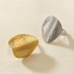 Gold Brushed Oval Statement Ring — Minimalist Sculptural Shield Band