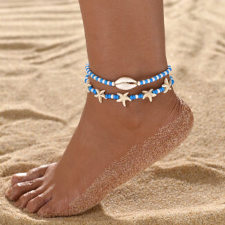 Natural Shell & Seed Bead — Ocean Starfish Marine Anklet
