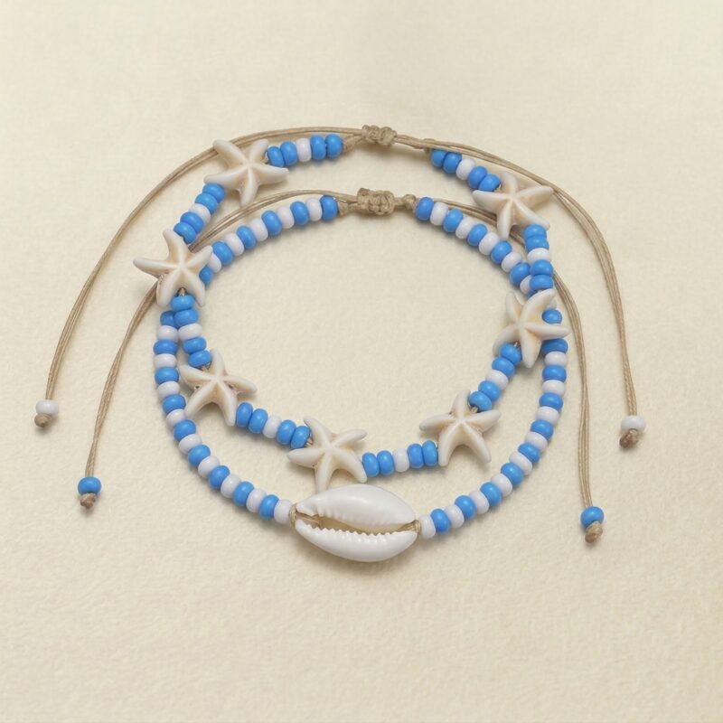 Natural Shell & Seed Bead — Ocean Starfish Marine Anklet