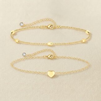 Stainless Steel Anklet — Double-Layered Romantic Heart Beach Anklet