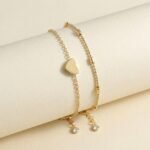 Stainless Steel Anklet — Double-Layered Romantic Heart Beach Anklet