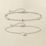 Stainless Steel Anklet — Double-Layered Romantic Heart Beach Anklet