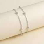 Stainless Steel Anklet — Double-Layered Silver Beaded Beach Anklet