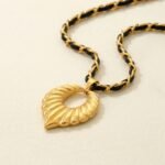 Gold Titanium Scalloped Hoop Earrings — Sculptural Shell Fan Statement Drop