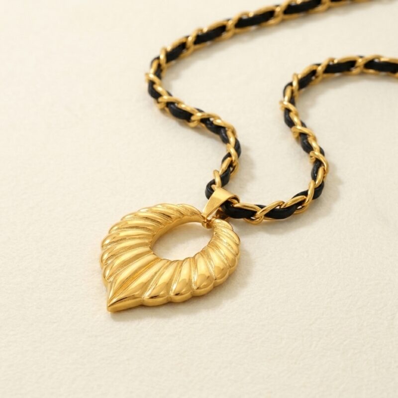 Gold Titanium Scalloped Hoop Earrings — Sculptural Shell Fan Statement Drop