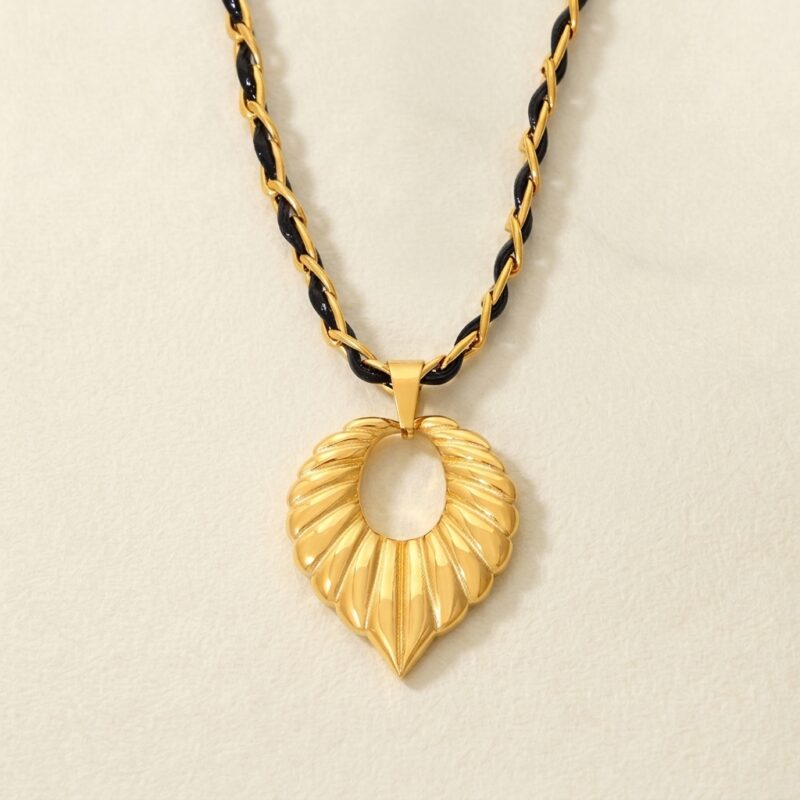 Gold Titanium Scalloped Hoop Earrings — Sculptural Shell Fan Statement Drop