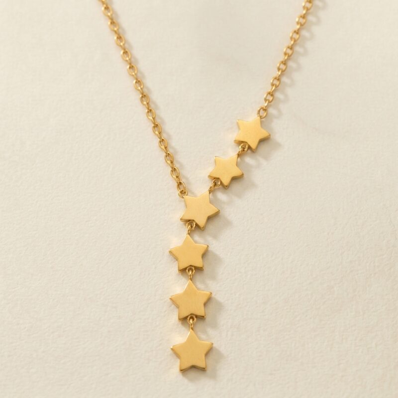 Titanium Steel Necklace — Celestial Star Cascade Choker