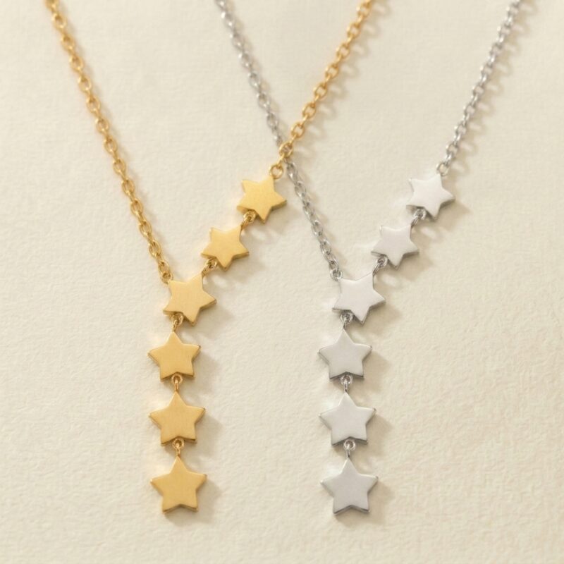 Titanium Steel Necklace — Celestial Star Cascade Choker