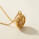 Gold Titanium Celestial Medallion Necklace — Sun Moon Coin Pendant