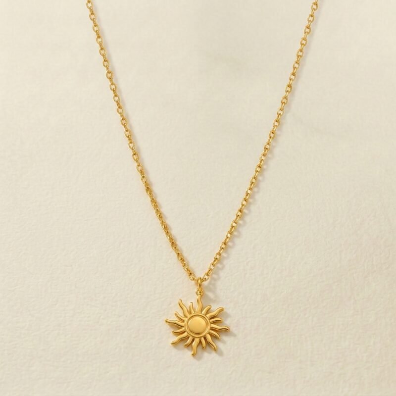 Titanium Steel Necklace — Celestial Sun Totem Pendant