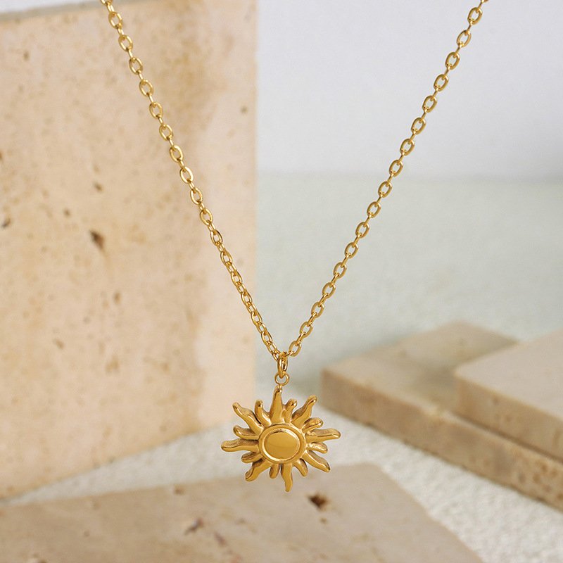 Titanium Steel Necklace — Celestial Sun Totem Pendant