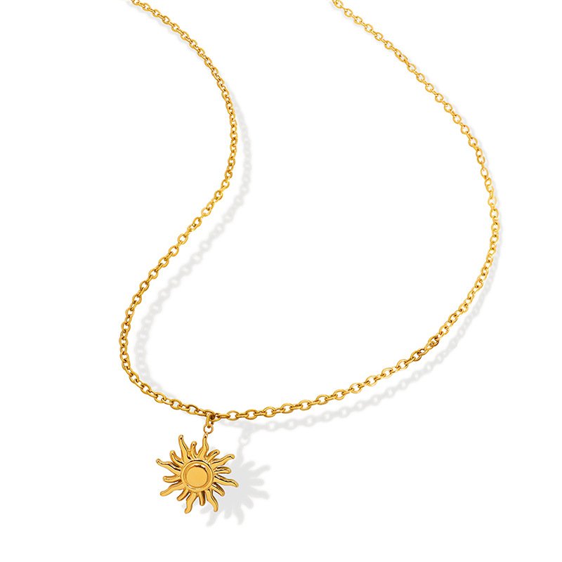 Titanium Steel Necklace — Celestial Sun Totem Pendant