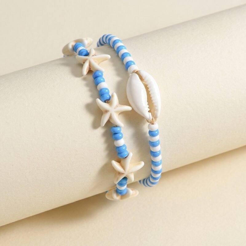 Natural Shell & Seed Bead — Ocean Starfish Marine Anklet (2)