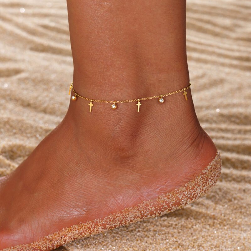 Cross Anklet - Sacred Radiance (1) Cross Anklet - Sacred Radiance