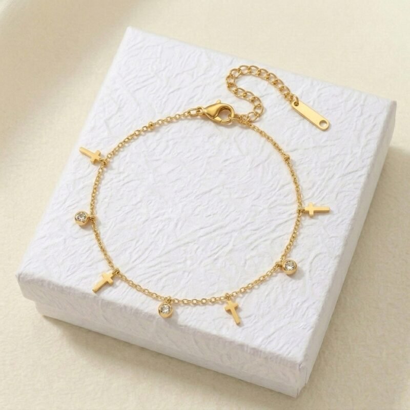 Cross Anklet - Sacred Radiance (2) Cross Anklet - Sacred Radiance