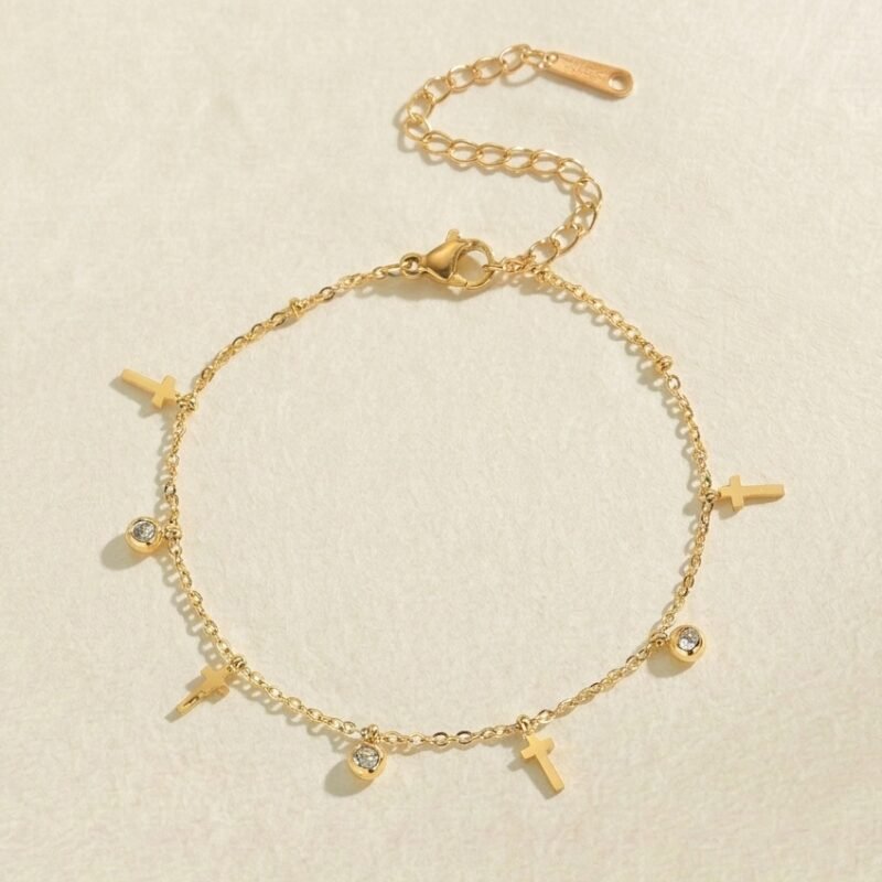 Cross Anklet - Sacred Radiance (2) Cross Anklet - Sacred Radiance