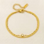 Layered Anklet - Golden Solitaire Radiance