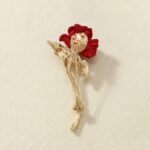 Rose Brooch - Vintage Crimson Bloom