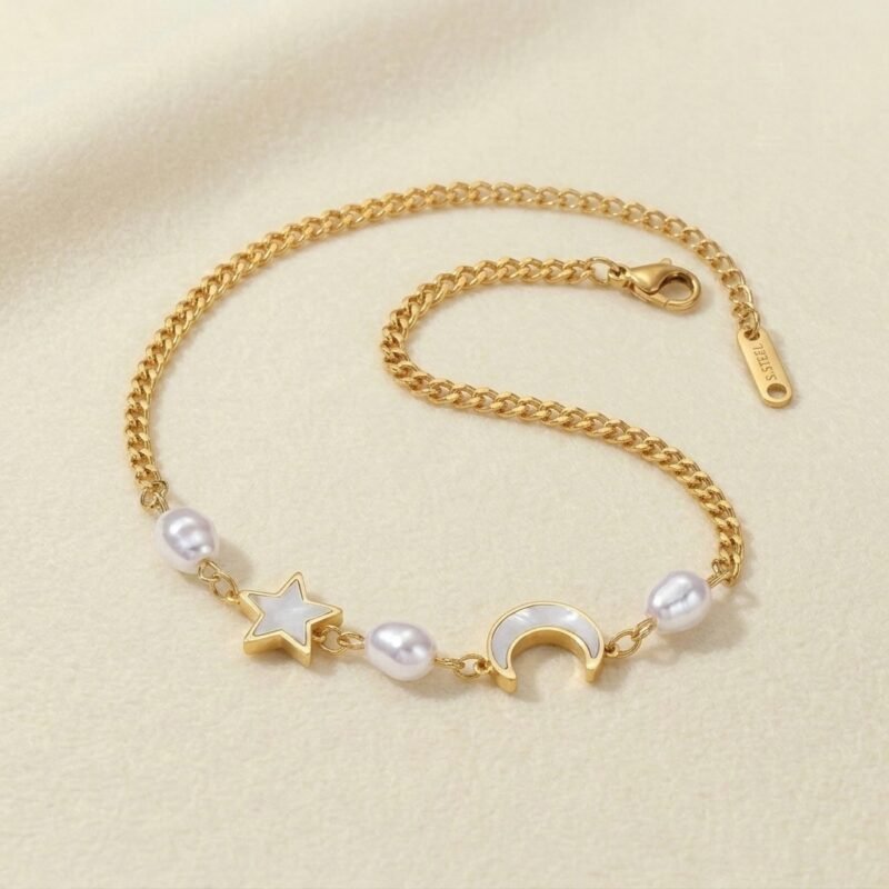Star and Moon Anklet - Celestial Harmony (2) Star and Moon Anklet - Celestial Harmony
