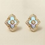 Silver-Plated Shell Zircon Studs — French Vintage Elegance
