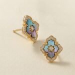 Silver-plated shell zircon studs — French vintage elegance