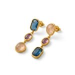 Stainless Steel Asymmetric Gemstone Earrings — Colorful Edgy Forever Shine