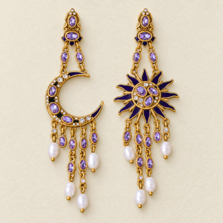 Sun Moon Vintage Stud Earrings——Celestial Duality