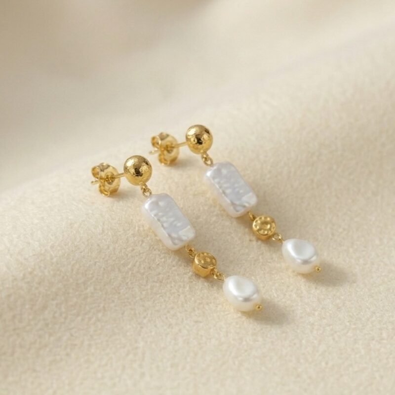 Vintage Pearl Stainless Steel Earrings ——Timeless Opulence