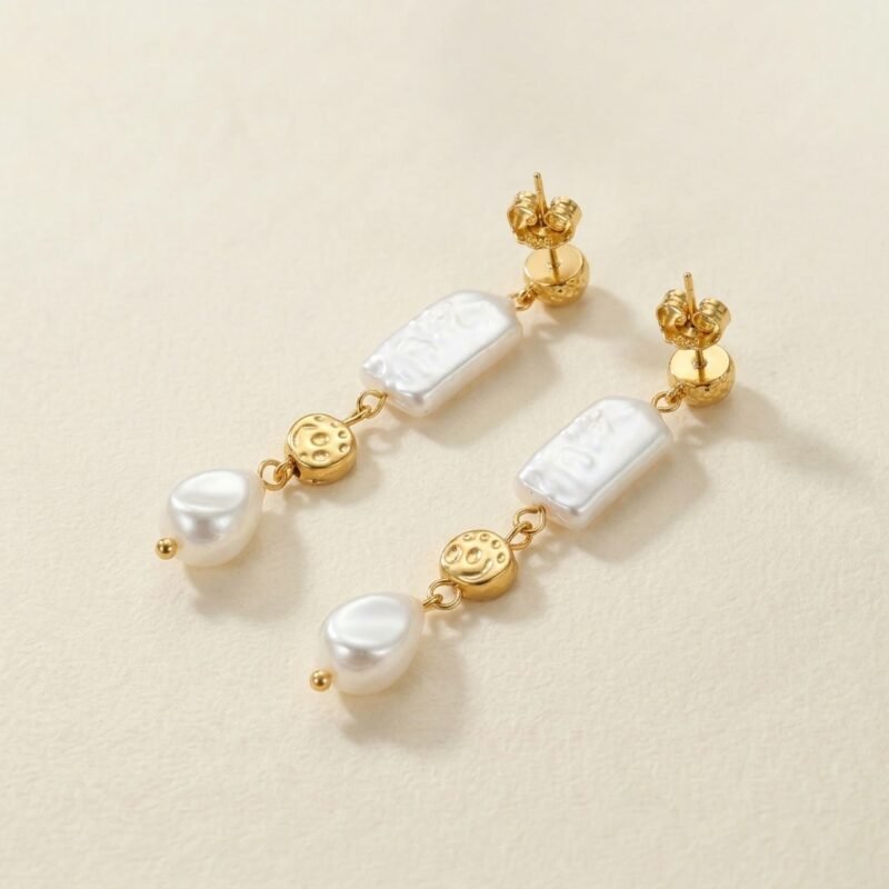 Vintage Pearl Stainless Steel Earrings ——Timeless Opulence