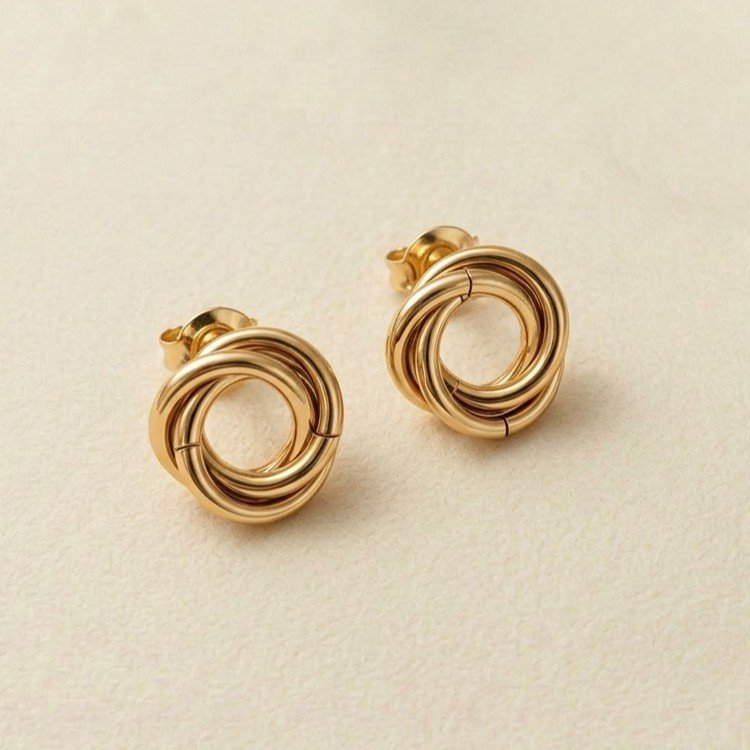 Hoop Earrings - Golden Interlocking Infinity