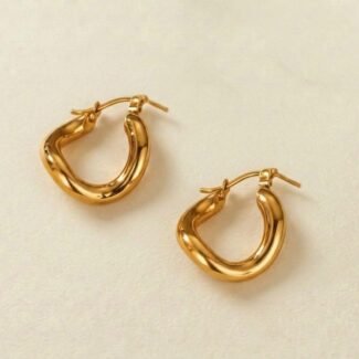 Hoop Earrings - Golden Wave Mobius