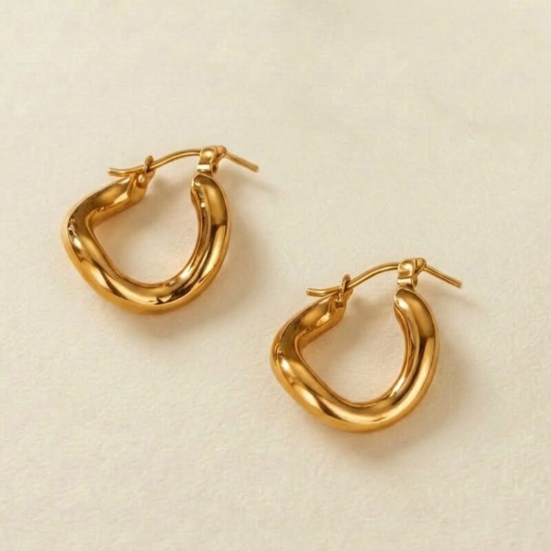 Hoop Earrings - Golden Wave Mobius (1) Hoop Earrings - Golden Wave Mobius