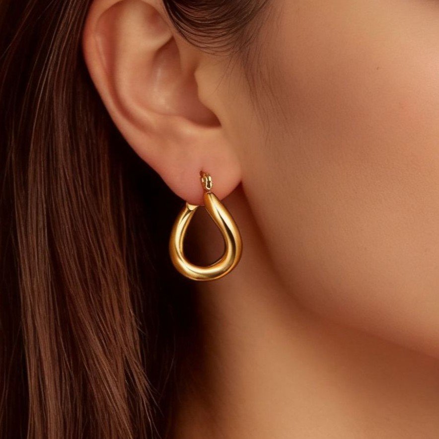 Hoop Earrings - Golden Wave Mobius