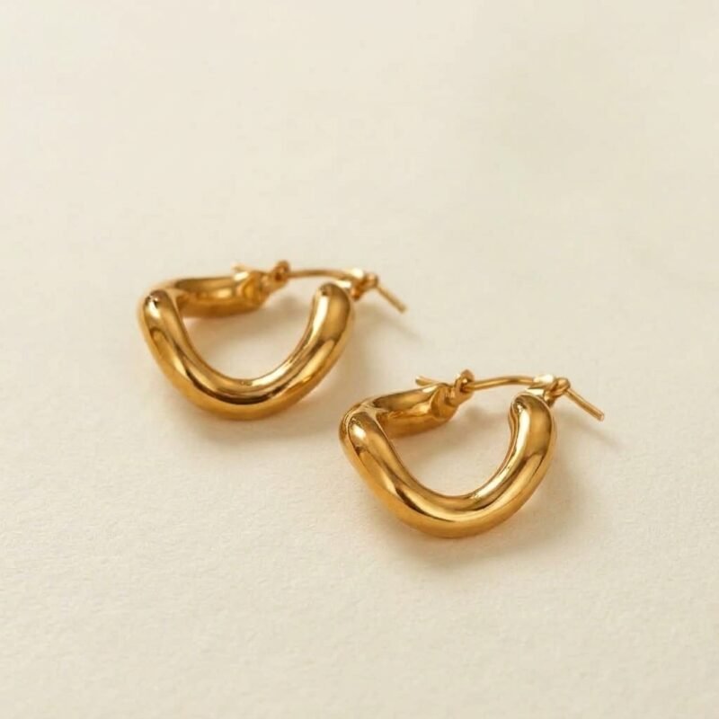 Hoop Earrings - Golden Wave Mobius (2) Hoop Earrings - Golden Wave Mobius