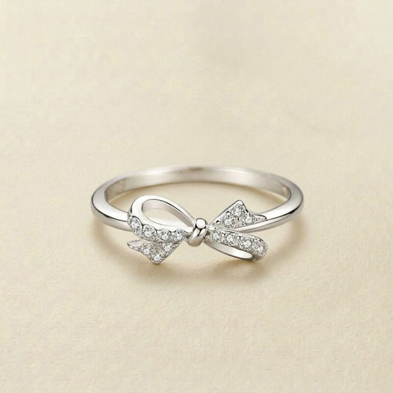 Ribbon Bow Ring - Silver Sparkle